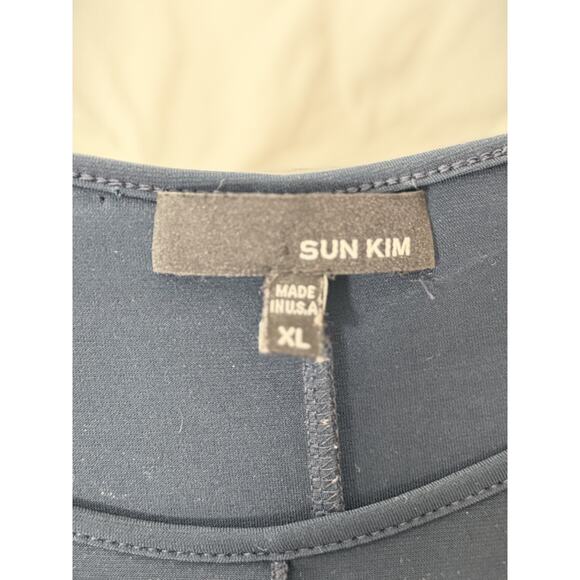 Sun Kim / Comfy USA Navy Blue Asymmetrical Tunic Top Modal XL #0041 - Picture 5 of 5